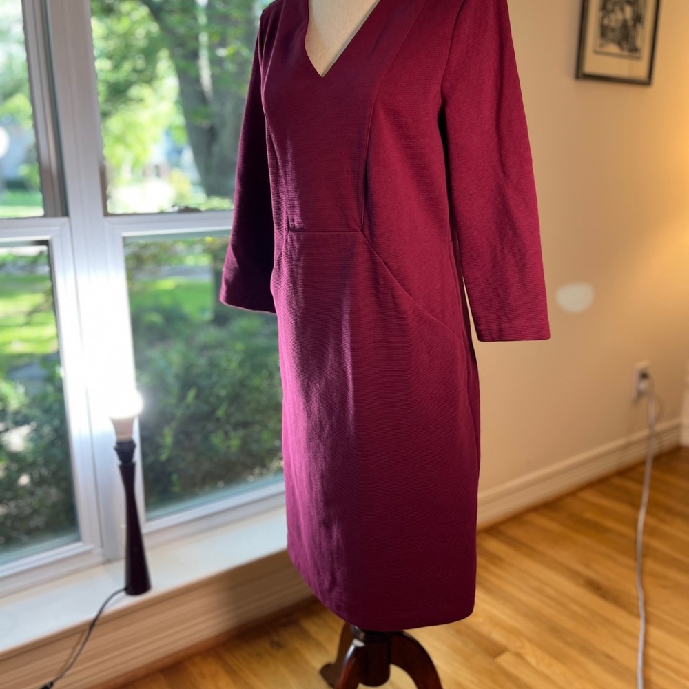 Boden Brontë Ottoman Sheath Dress – Maroon, Size 8L (Long) - Picture 4 of 11